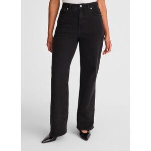 Madewell Women 26 Black Curvy Wide Leg Jeans High Rise Super Stretch